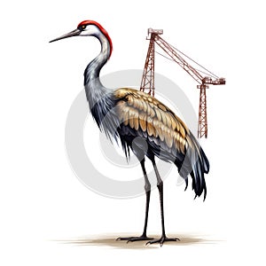 Crane on isolated white background