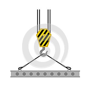 Crane lift beton platform icon, flat style