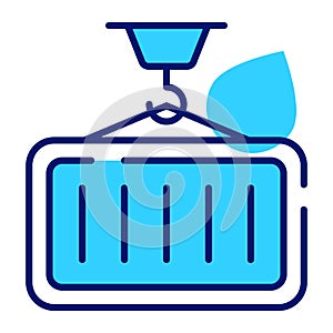 Crane lifting a container vector icon in modern and trendy style