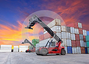 Crane lifting at container yard