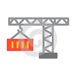 Crane, logistic crane, container, lifter fully editable vector icon