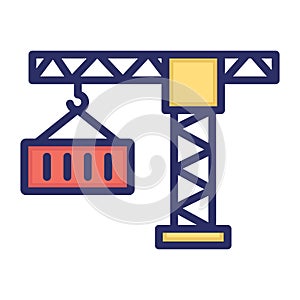 Crane, logistic crane, container, lifter fully editable vector icon