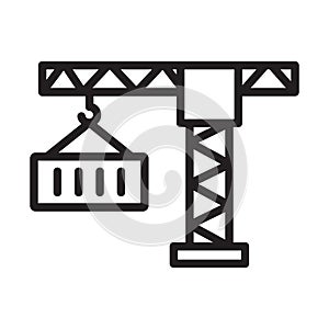 Crane, logistic crane, container, lifter fully editable vector icon