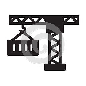 Crane, logistic crane, container, lifter fully editable vector icon