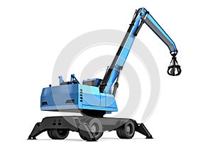 Crane with mechanical hand on a white background