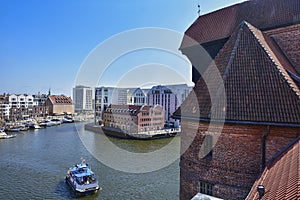 The Crane, the MotÅ‚awa River and the Granary Island, Gdansk in Poland