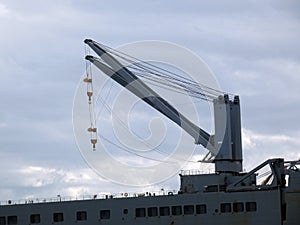 A crane on a Navy ship