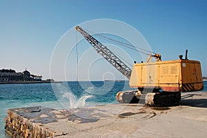 Crane near the sea