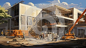 crane office building under construction