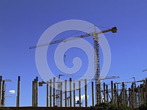 Crane operating in a construction site.