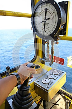 Crane operation cabin for control all equipment of crane. Crane operator control all function of crane inside