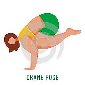 Crane pose flat vector illustration