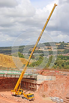 Crane on a road construction site