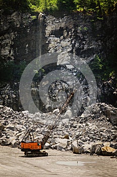 Crane at a rock quarry