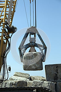 Crane with rocks photo