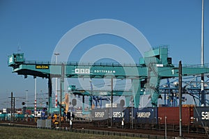 Crane of the RSC container terminal in the Waalhaven in Rotterdam