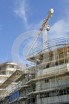 Crane and scaffolding
