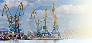 crane at the scrapyard in the seaport