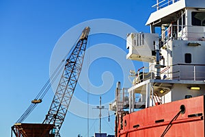 Crane in ship dock vessel