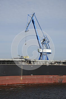 Crane and ship at the harbour of Lorient