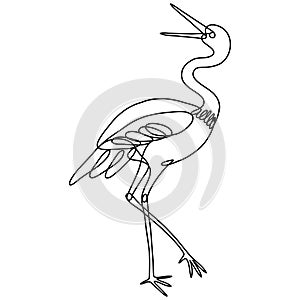 Crane Side View Continuous Line Drawing