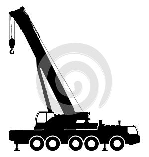 The crane Silhouette on a white background.