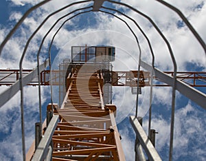 Crane stair with blue sky