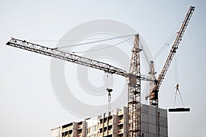 Crane on top of building