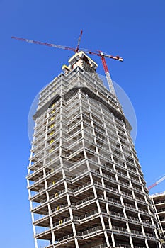 Crane and tower under construction