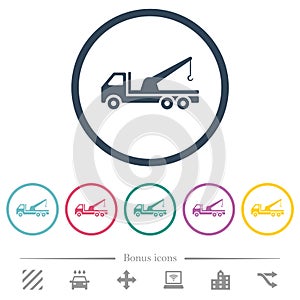 Crane truck flat color icons in round outlines