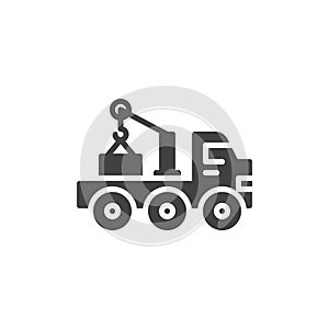 Crane truck lifting vector icon