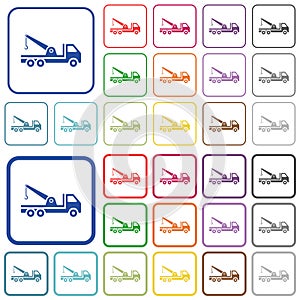 Crane truck outlined flat color icons