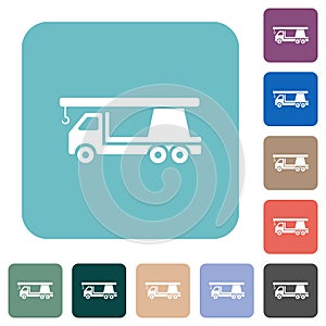 Crane truck rounded square flat icons