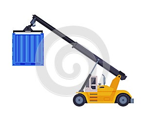 Crane Truck Special Transport Flat Style Vector Illustration on White Background