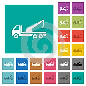 Crane truck square flat multi colored icons