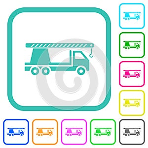 Crane truck vivid colored flat icons