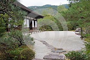 Crane and Turtle Garden TsuruKame no Niwa at Konchi-in Temple in Kyoto, Japan. The Garden built in