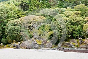 Crane and Turtle Garden TsuruKame no Niwa at Konchi-in Temple in Kyoto, Japan. The Garden built in