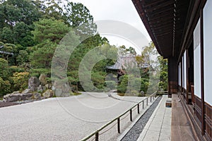 Crane and Turtle Garden TsuruKame no Niwa at Konchi-in Temple in Kyoto, Japan. The Garden built in