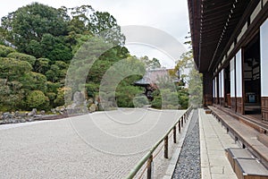 Crane and Turtle Garden TsuruKame no Niwa at Konchi-in Temple in Kyoto, Japan. The Garden built in