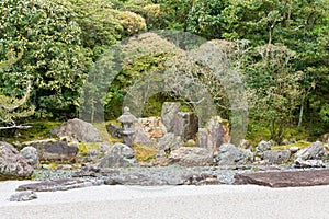 Crane and Turtle Garden TsuruKame no Niwa at Konchi-in Temple in Kyoto, Japan. The Garden built in