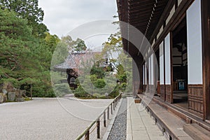 Crane and Turtle Garden TsuruKame no Niwa at Konchi-in Temple in Kyoto, Japan. The Garden built in