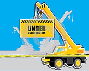 Crane with Under construction vector