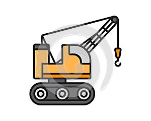 crane vector illustration design. heavy construction machines equipment for building project