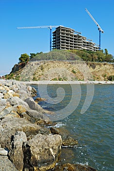 Cranes and building photo