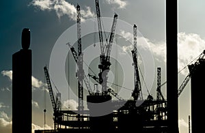 Cranes on a building construction site