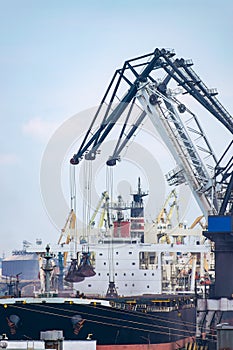 Cranes loading ship