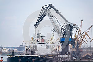 Cranes loading ship