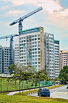 Cranes construction building modern city structure