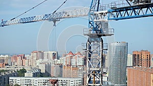 Cranes, construction crane equipment over building. technology transportation